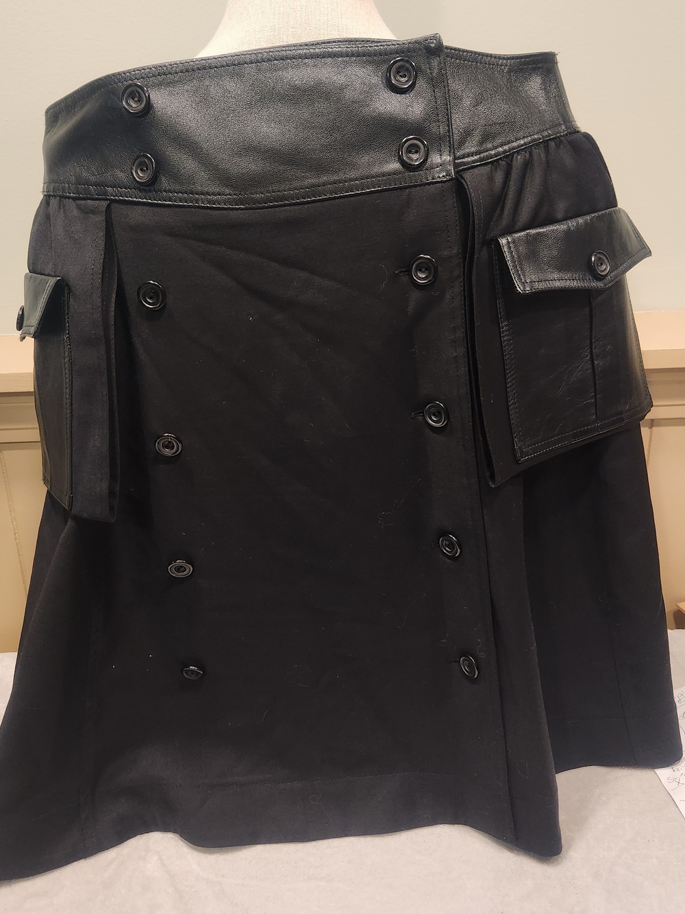 Goth Grunge Utility Kilt Skirt Mixed Media Faux – Cargo Pockets Unique